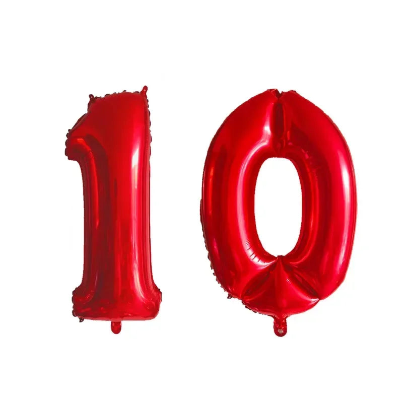 2 Pcs 32 Inch Helium Foil Number Balloons In Gold Silver Black Blue Red For Birthday Party Decoration 10 11 12 13 14 15