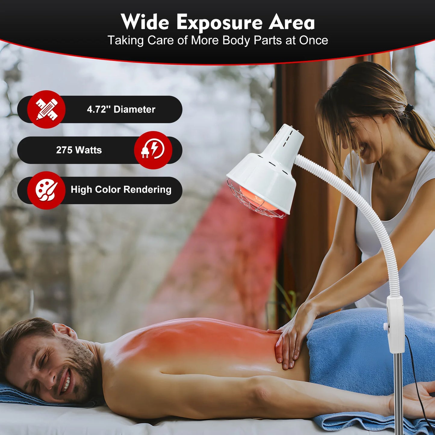 Hign-concerned Infrared Heat Lamp 275W Therapy Lamp With Stand