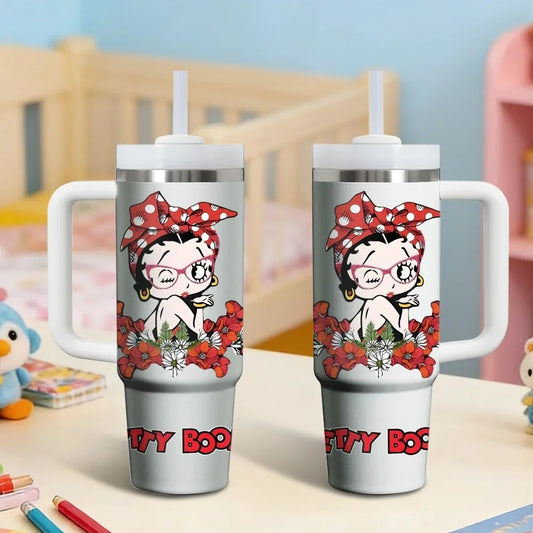 Betty Boop Stainless Steel Vacuum Insulated Travel Tumbler With Straw
