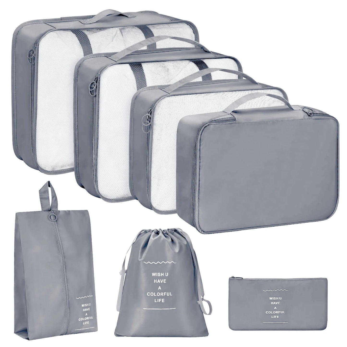 7PCS/SET Travel Organizer Storage Bags Suitcase Packing Cubes Set Cases Portable Luggage Clothes Shoe Tidy Pouch Folding.A-ZMT