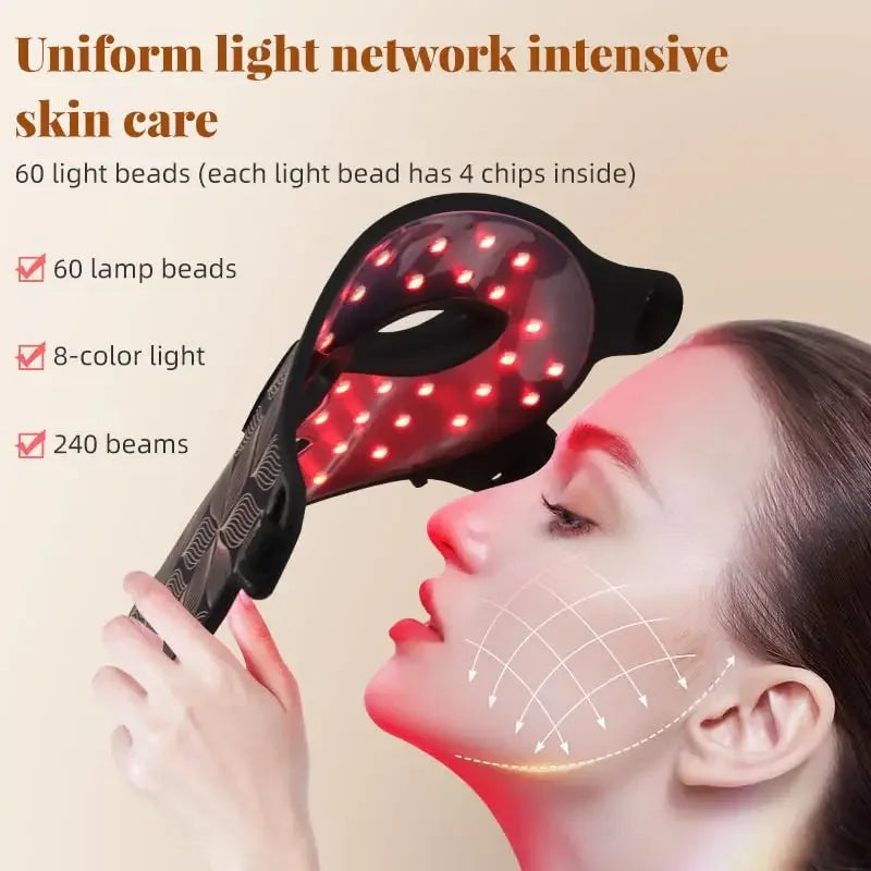 8 Colors LED Face Mask 850NM Near-infrared Red Light Therapy Beauty Mask for Anti-Aging Wrinkle Skin Rejuvenation Home Use