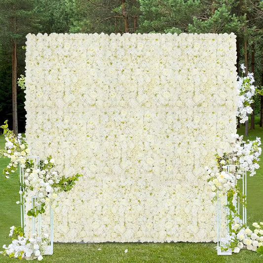White Flower Wall Backdrop 24 Packs 3D Floral Rose Panels