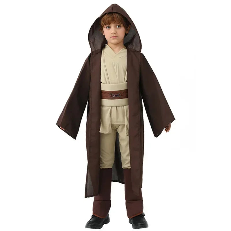 Kids Obi Wan Kenobi Cosplay Star Costume Jedi Robe Cloak legging Suit  Anakin Skywalker  Robe Belt Halloween Carnival Party Suit