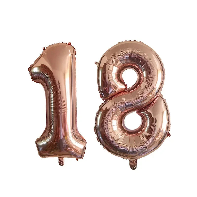 32 Inch Helium Foil Number Balloons 10 11 12 13 14 15 Gold Silver Black Blue Red Birthday Party Decoration 32 Pcs