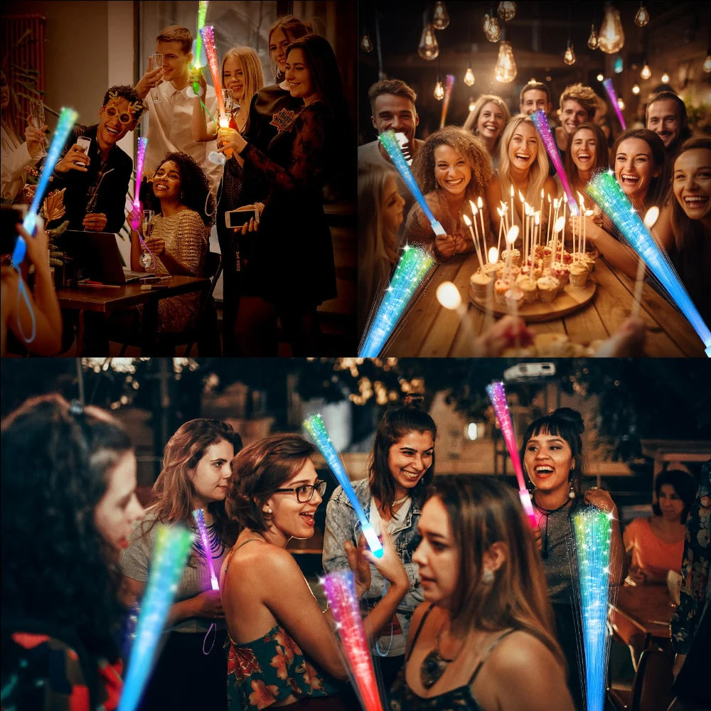 Colorful LED Glow Fiber Optic Sticks Party Wands For Events
