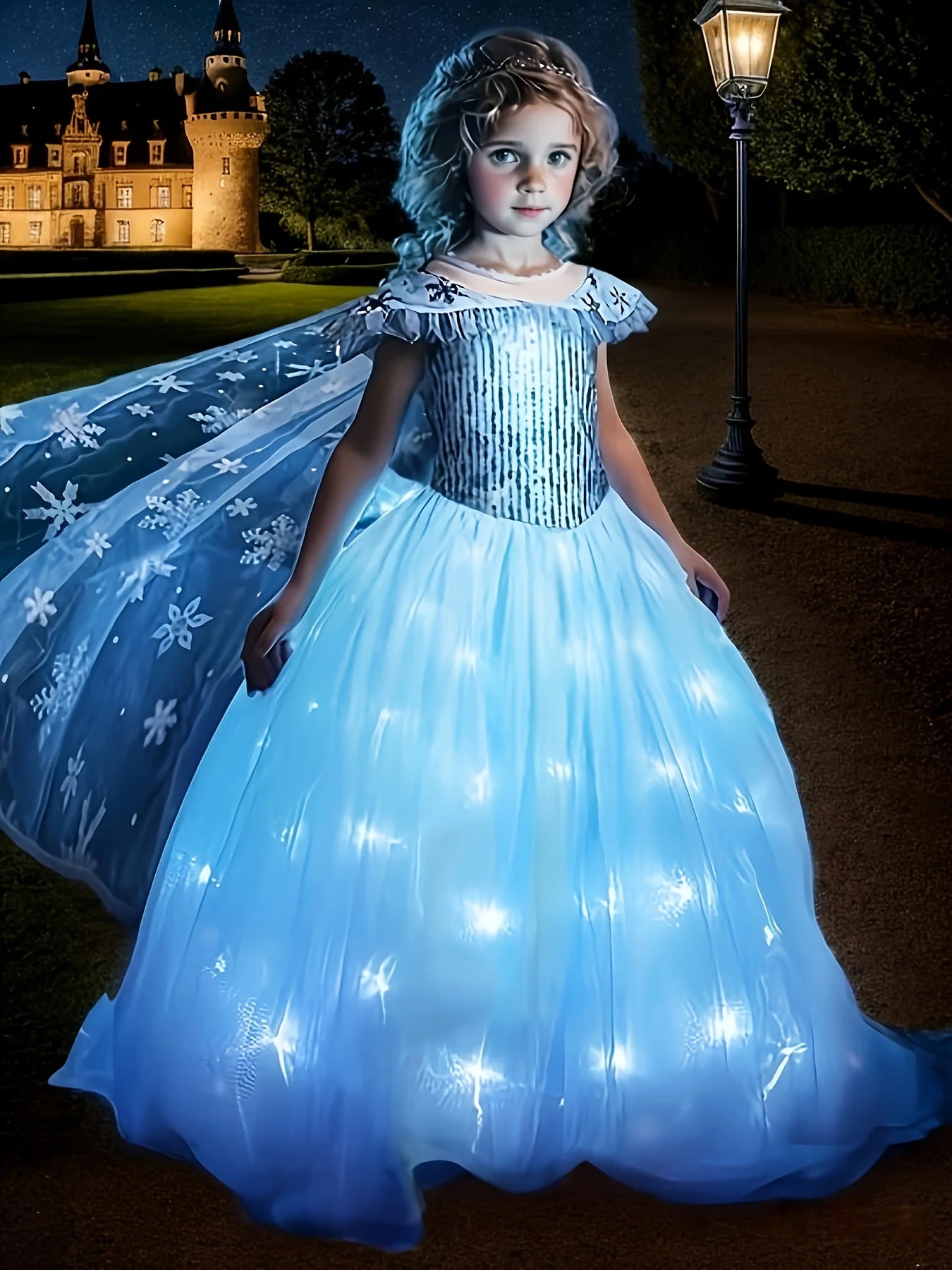 Stunning Frozen Elsa Lights Up Dress For Girls With Light Up Princess Costume Toddler Ankle Length Fairy Tale Gown