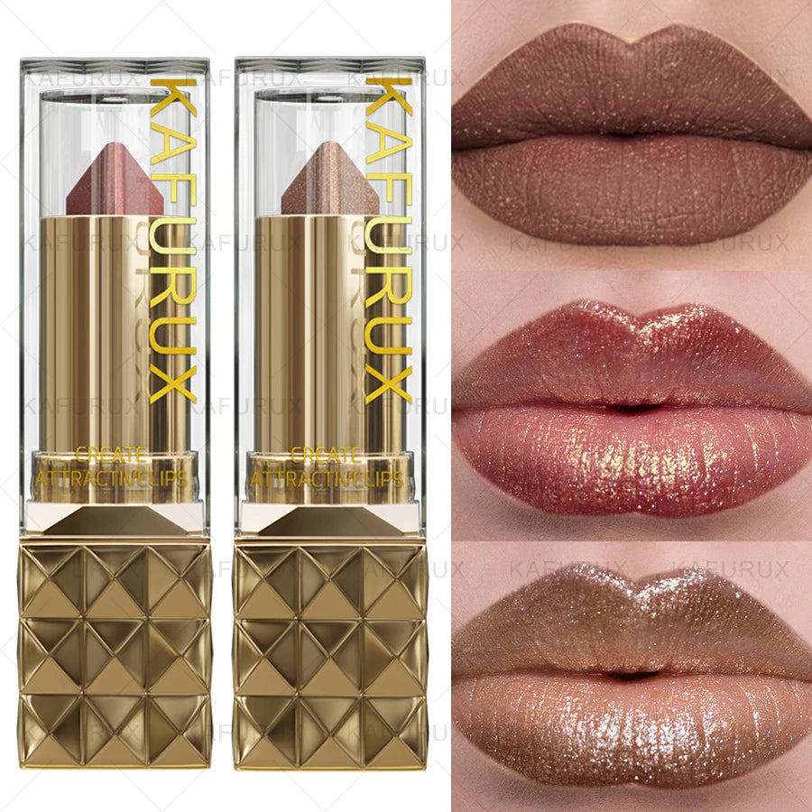 2pcs Glitter Shiny Metallic Two Tone Lipstick Matte Sexy Red Pearlescent Lip Tint,Long Lasting Lip Senior Lip Korean Makeup Gifts Lip Gloss Cosmetic  Beauty