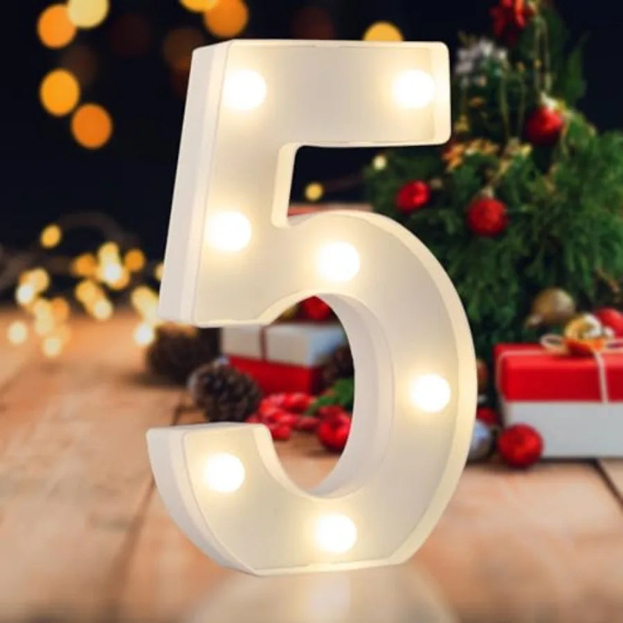 LED Marquee Numbers, 0-9 Light Up Letters, Battery Powered LED Letter Lights for Birthday Party, Christmas Night, Home, Bar, Gr