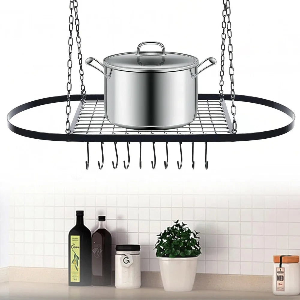 Bymaocar Decorative Wall Mounted Pot Pan Rack With Hooks