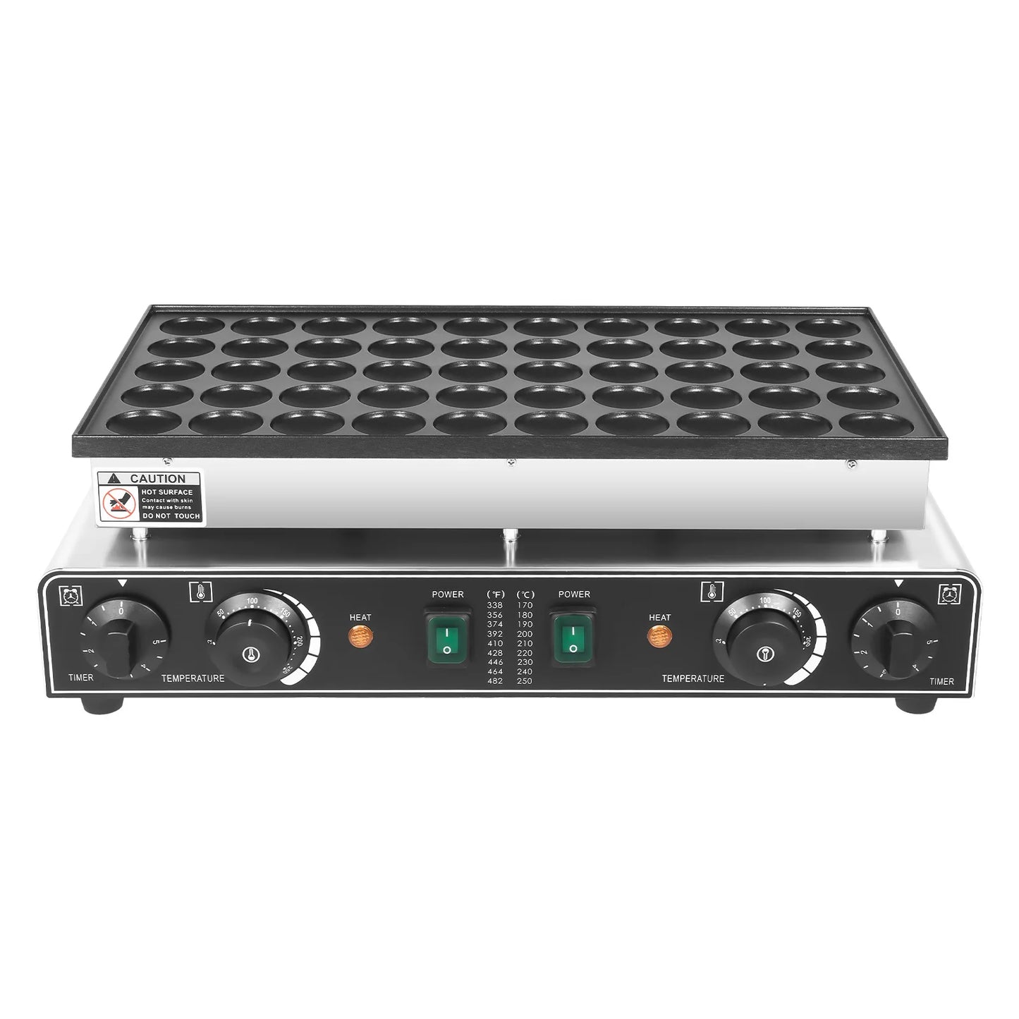 50 Hole Electric Mini Pancake Baker Maker w/ Timer , Commercial Nonstick Waffle Makers Machine 50-300℃