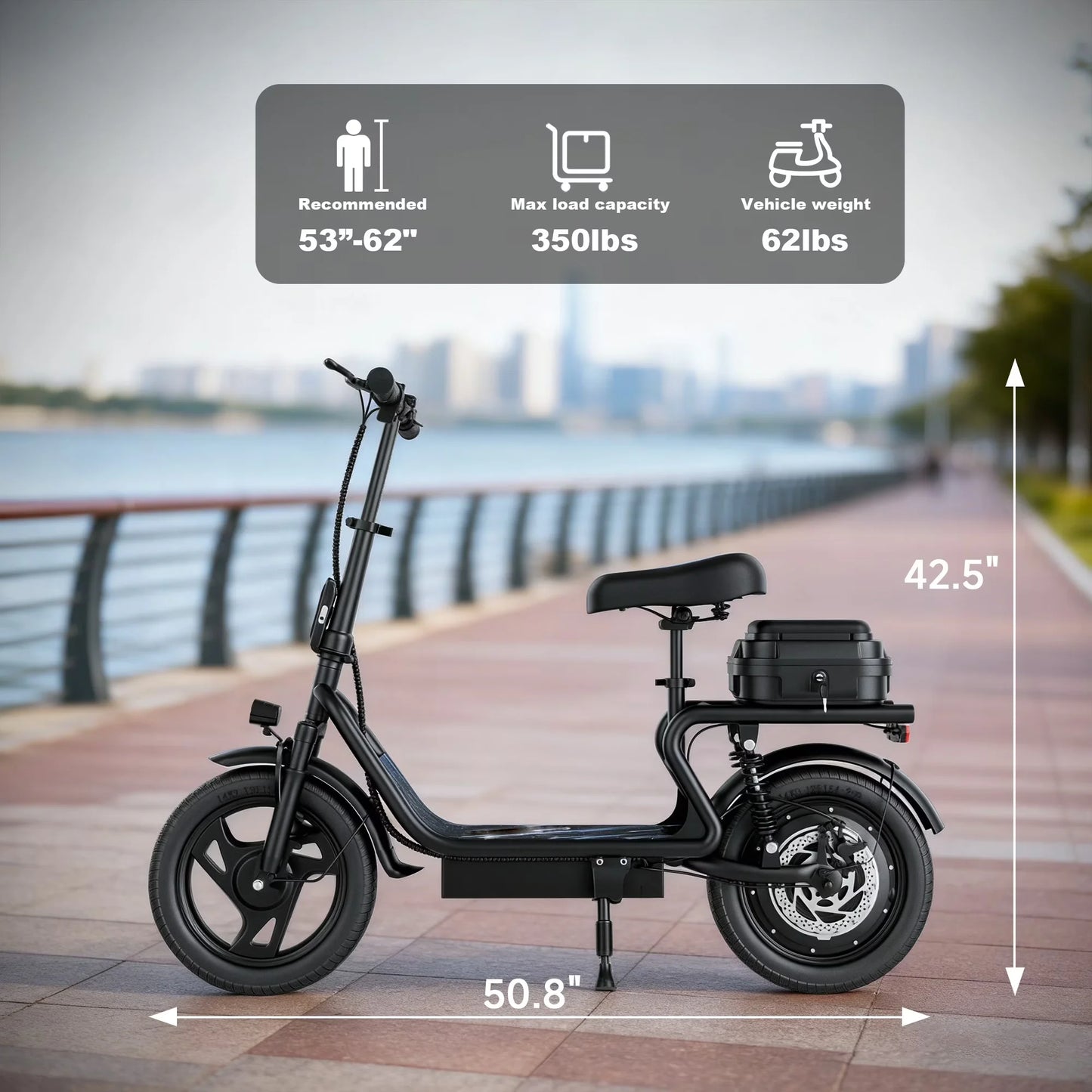 14inch Electric Scooter for Adults,Up to 22Mph Max Speed, 500W Motor, 28 Miles Max Range, Folding E-Bike with Dual Suspension