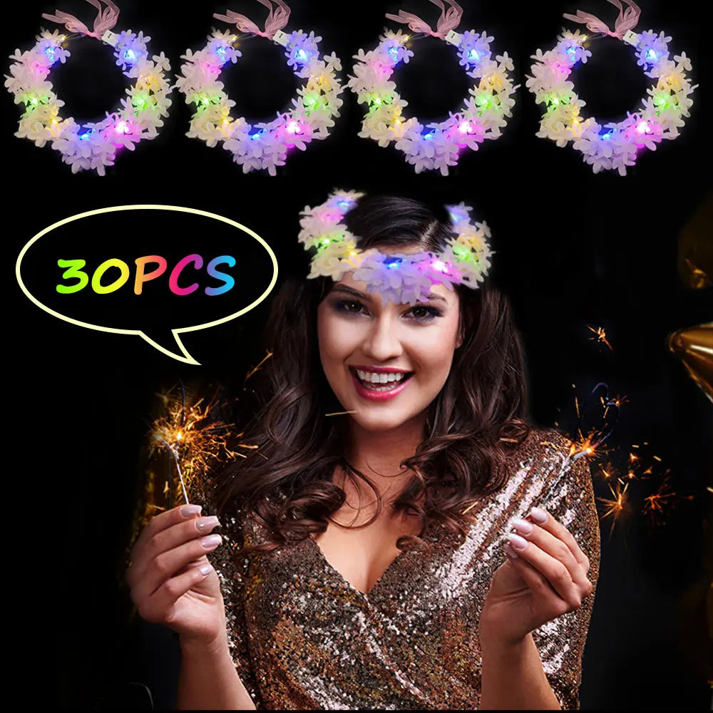 LED Light Up Flower Crown Glow Headband For Festivals