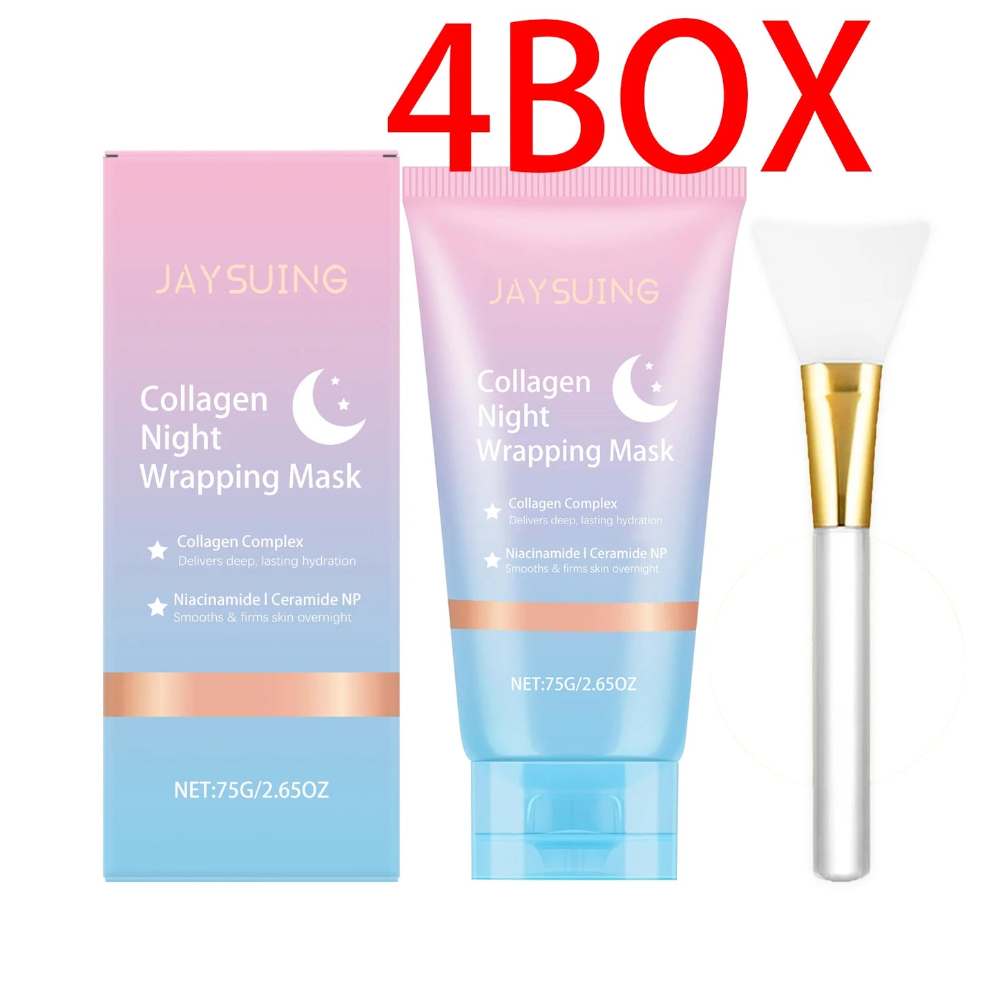 Jaysuing Collagen Overnight Peel Off Mask 75g Nighttime Hydrating Pore Cleaning Detox Facial Mask Skin Care Holiday Gift