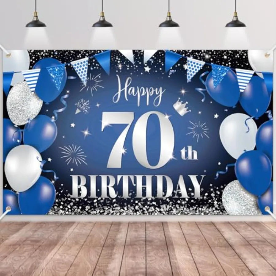 Happy 90th Birthday Fabric Banner And Photo Backdrop Decoration
