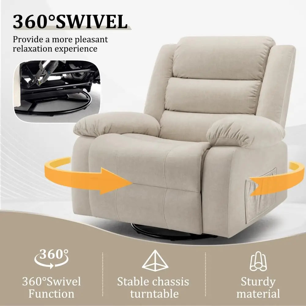 XMSJ Recliner Chair Rocking Massage And Heat 360 Swivel