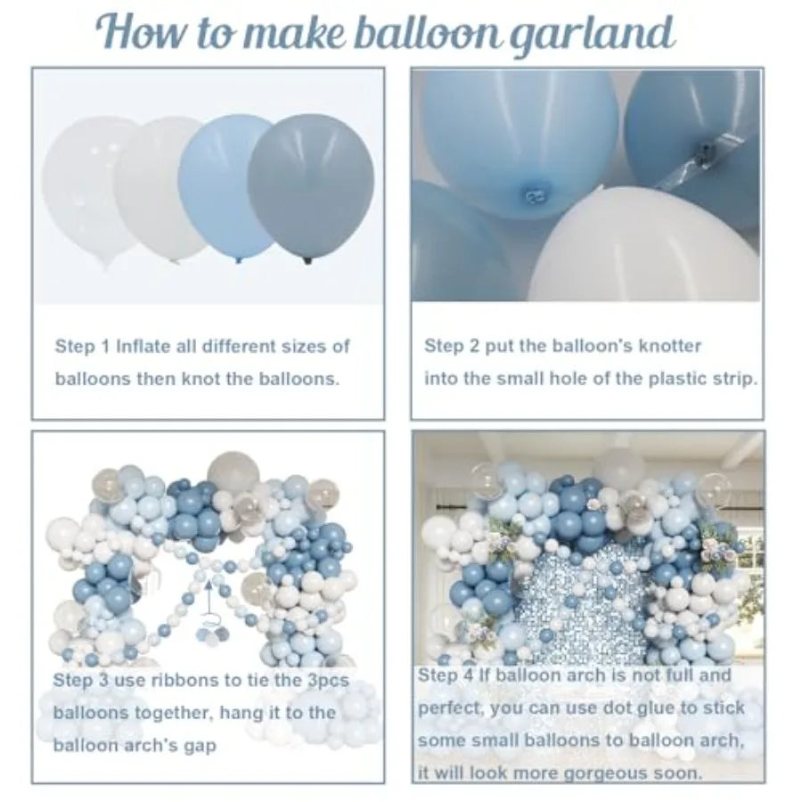 Balloon Arch Kit, 162pcs Light Clear Balloons for Wedding Bridal Shower Baby Shower Gender Reveal Baby Boy Birthday Party Decor