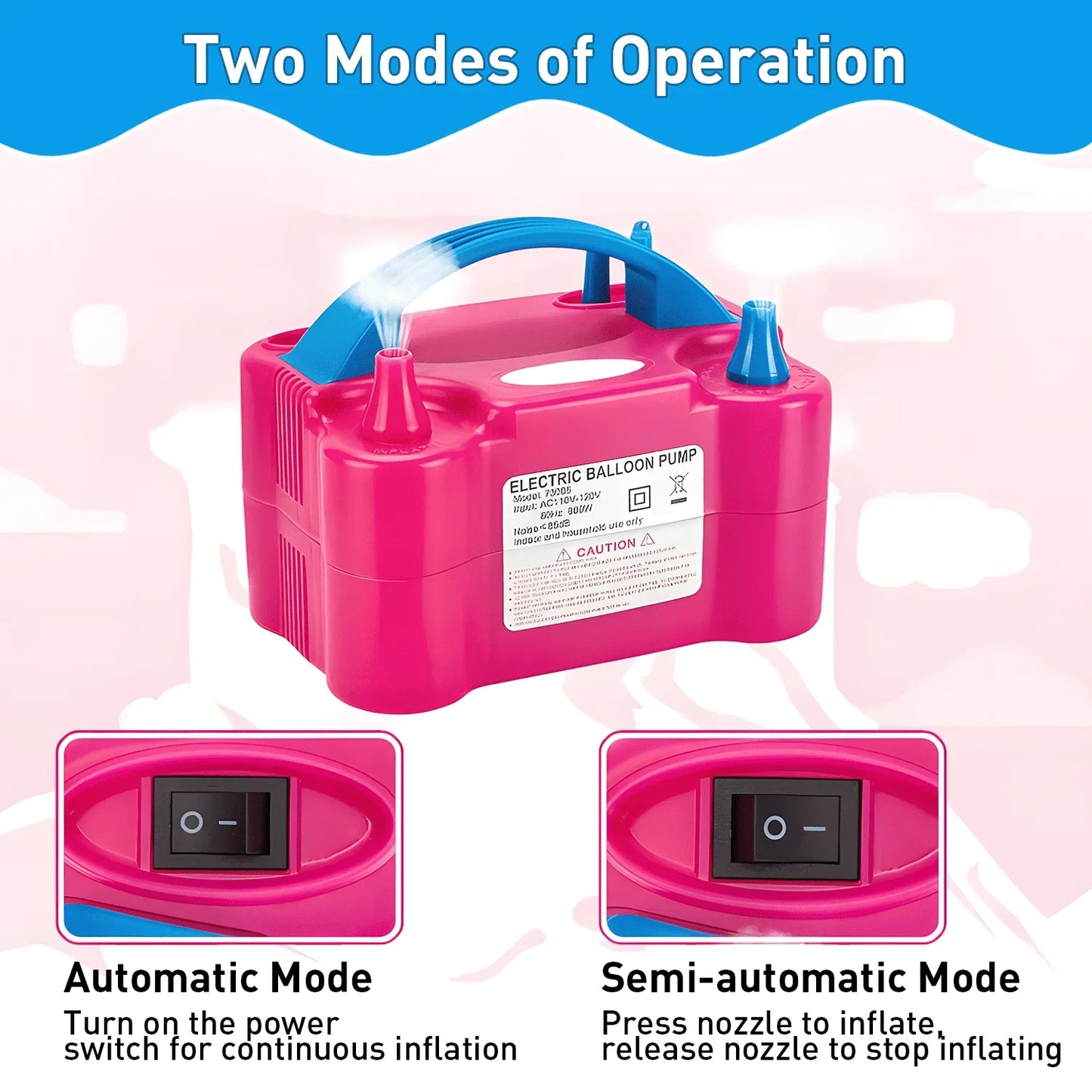 Double Nozzle Electric Balloon Inflation Pump 600W Portable Balloon Pump For Party Arch Decorations Wedding Birthday