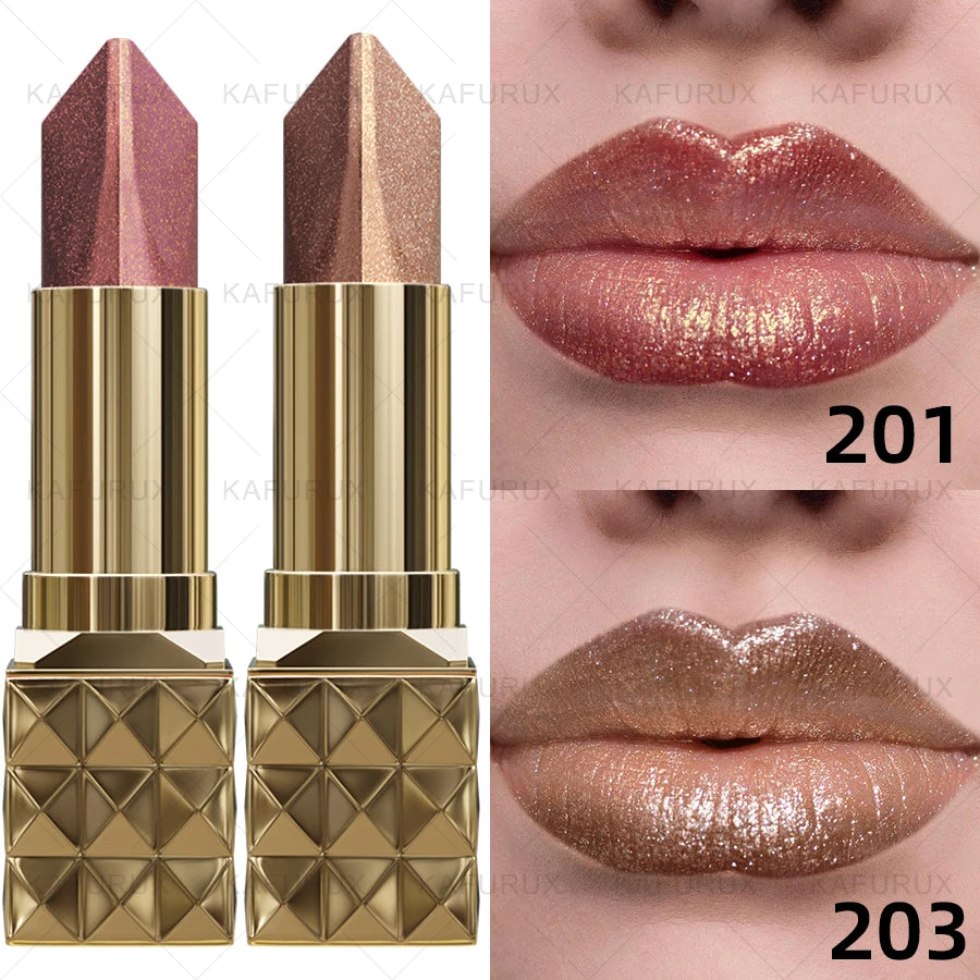 2pcs Glitter Shiny Metallic Two Tone Lipstick Matte Sexy Red Pearlescent Lip Tint,Long Lasting Lip Senior Lip Korean Makeup Gifts Lip Gloss Cosmetic  Beauty