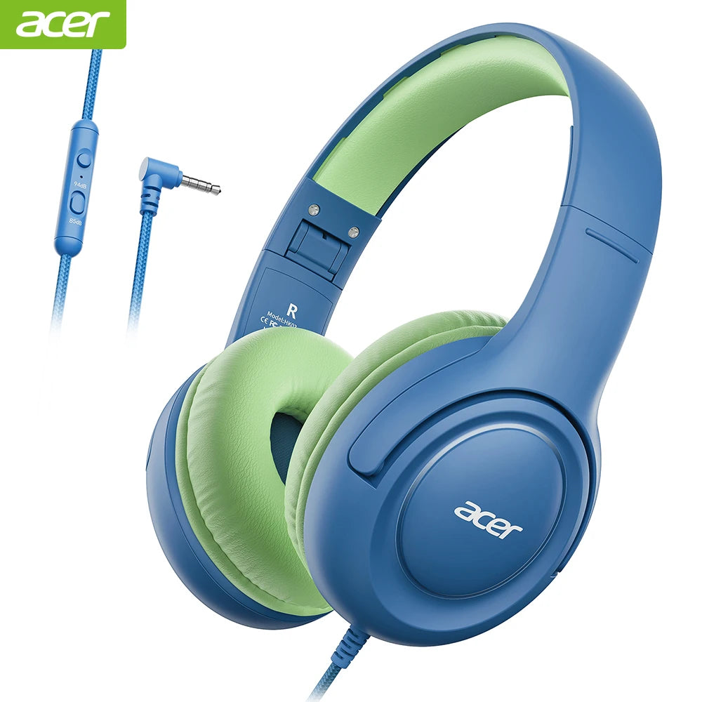 Acer Kids Headphones Wired School 85 To 94 dB Volume Limiter Foldable Stereo Headset For Kids Tablet iPad PC