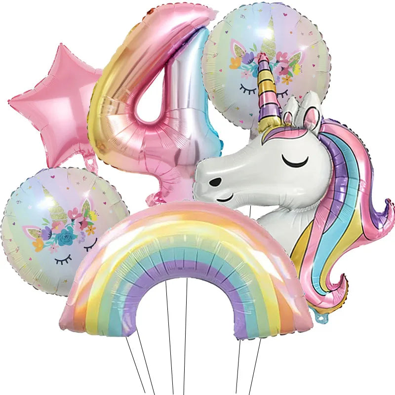 Unicorn Foil Number Balloon Birthday Party Decoration