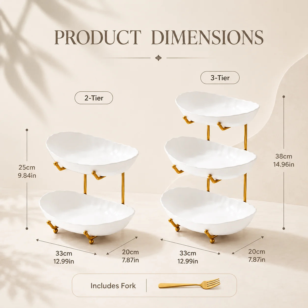 2/3-Tier Plastic Fruit Bowl Stand with Metal Frame, Large Capacity Countertop Fruit Basket for Fruits, Vegetables, Bread, Snacks & Desserts, Kitchen Counter Organizer