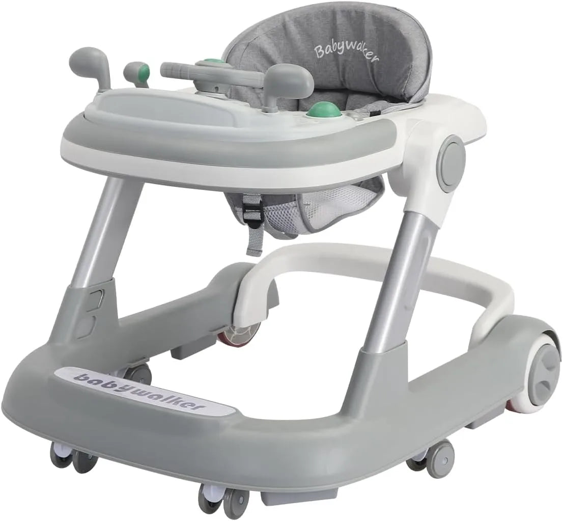 2 In 1 Baby Walker For Toddlers With Removable Feeding Tray And Music Tray Push Walker Foldable