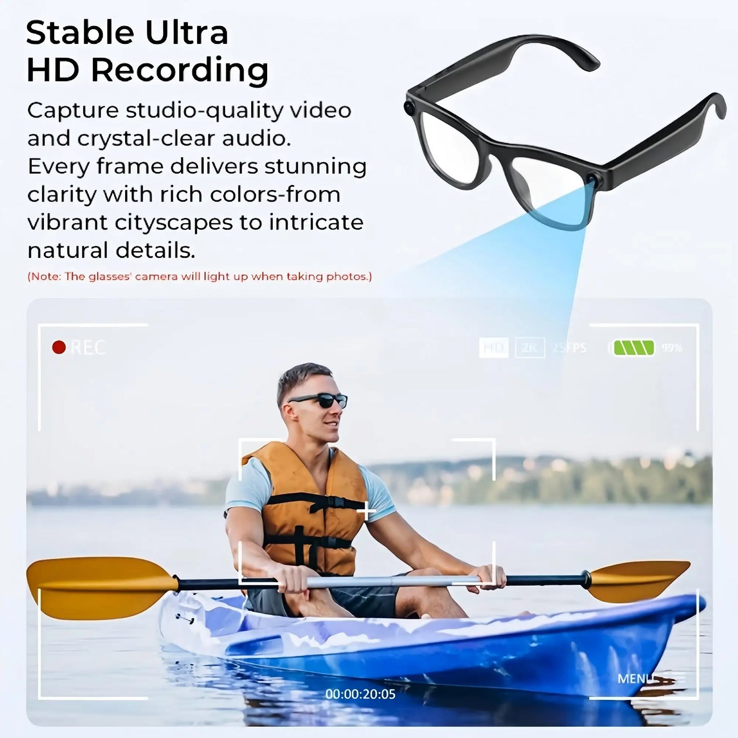 Giinova Smart Camera Glasses Dual Microphones Real Time Translation