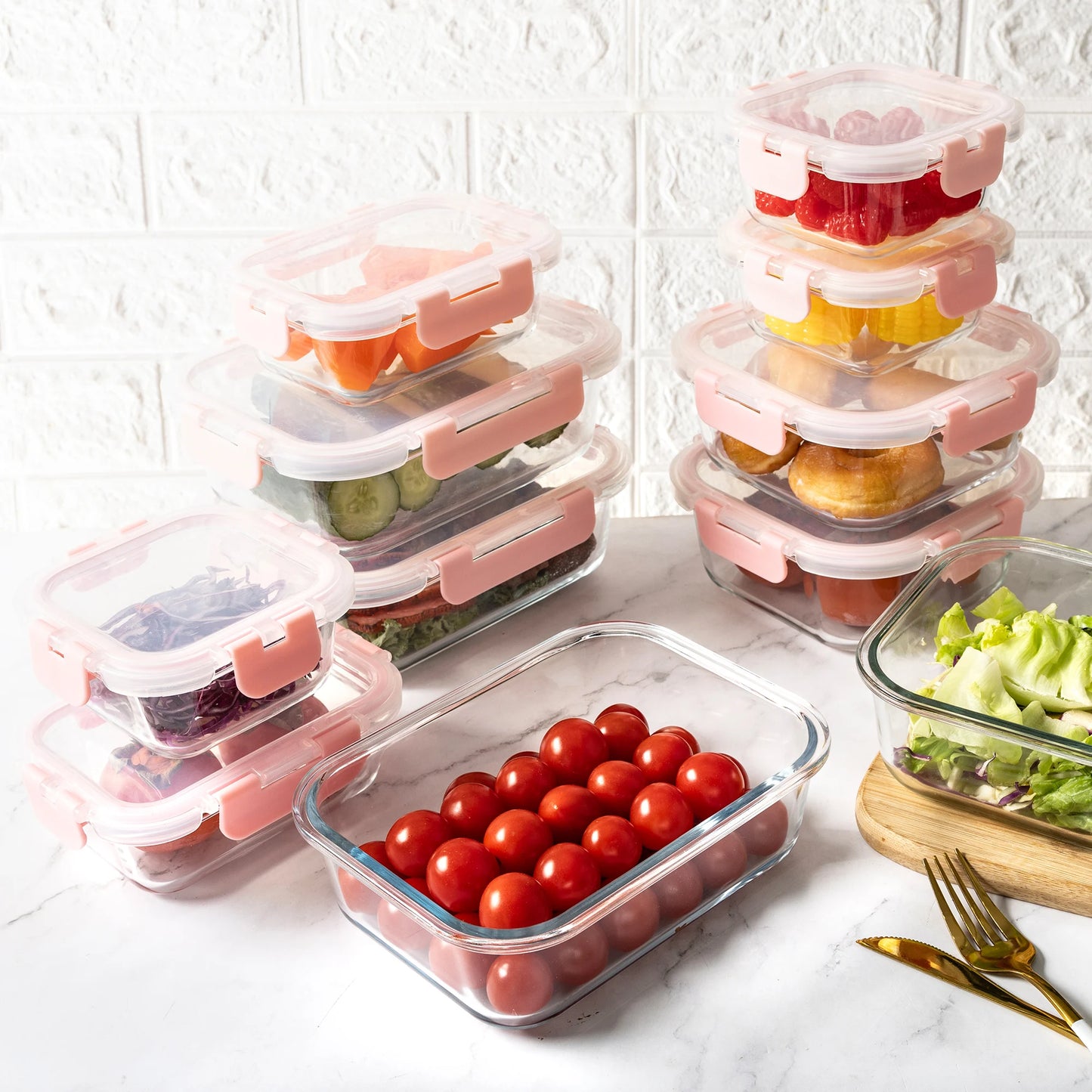 16-Piece Glass Food Storage Containers Set Leakproof Airtight BPA-Free