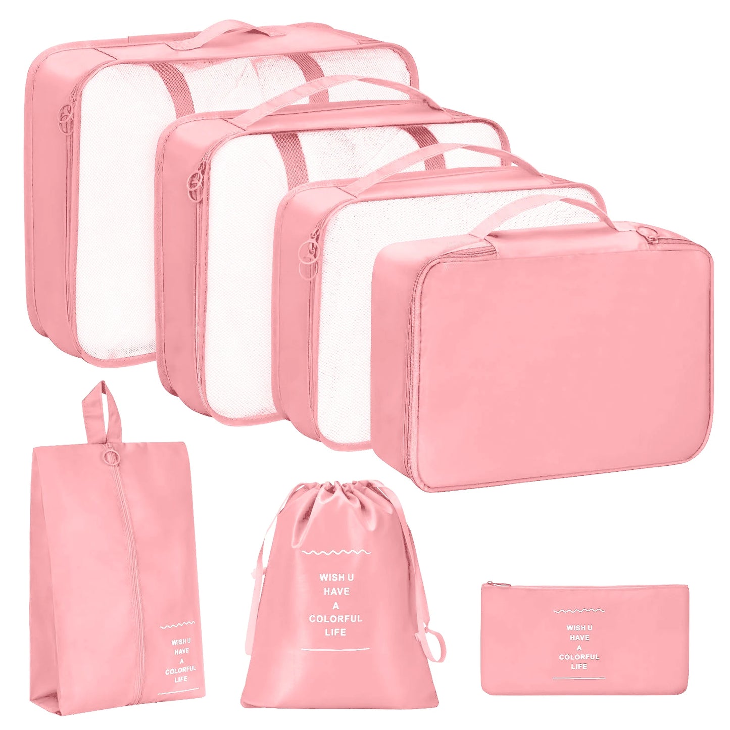7PCS/SET Travel Organizer Storage Bags Suitcase Packing Cubes Set Cases Portable Luggage Clothes Shoe Tidy Pouch Folding.A-ZMT