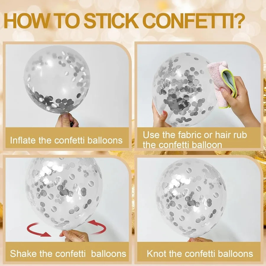 60 Packs Navy Blue And White Confetti Balloons 12 Inch For Baby Shower Birthday Graduation Party Decoration