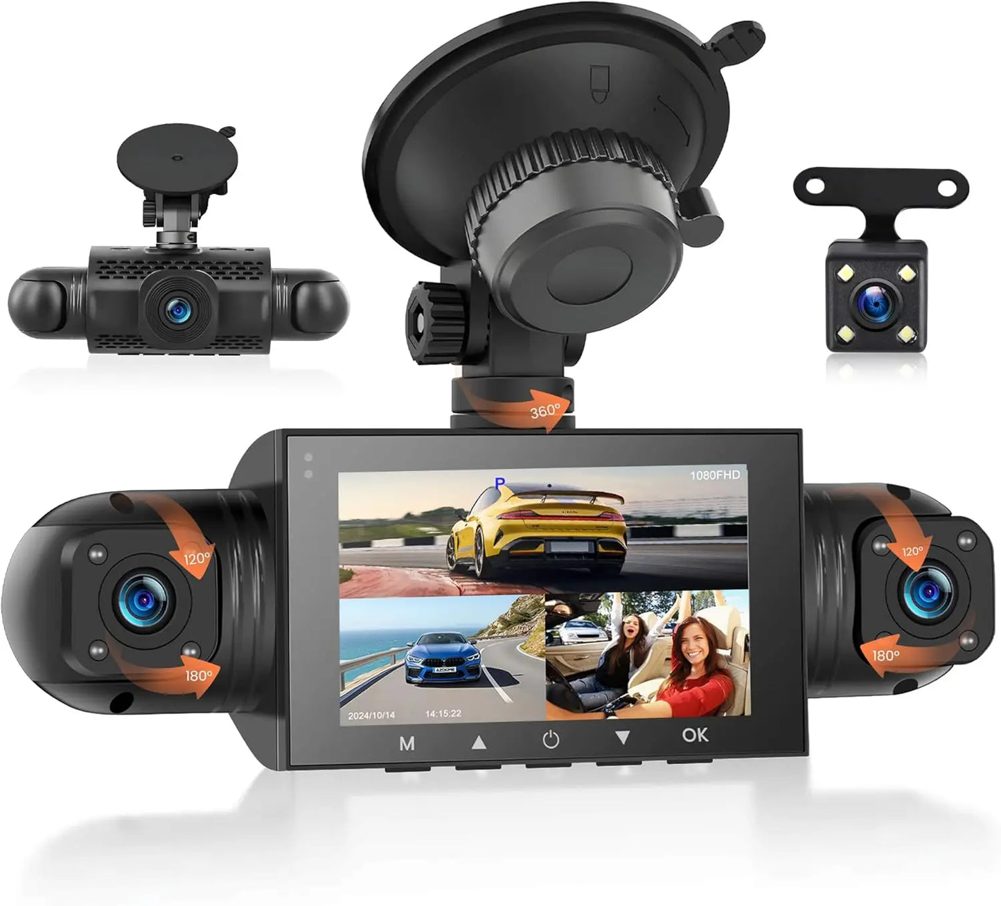 Kankeirr 360 Degree 4 Channel Dash Cam Front Rear Night Vision Recording