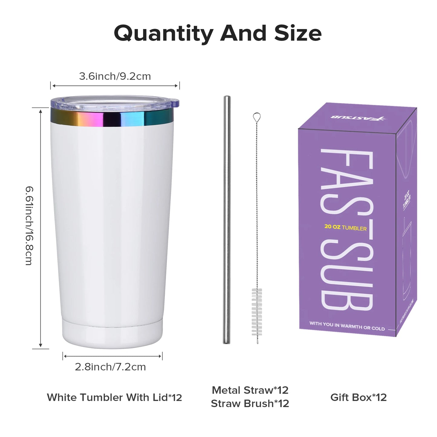 Fastsub Stainless Steel Insulated Vacuum Travel Tumblers With Lids