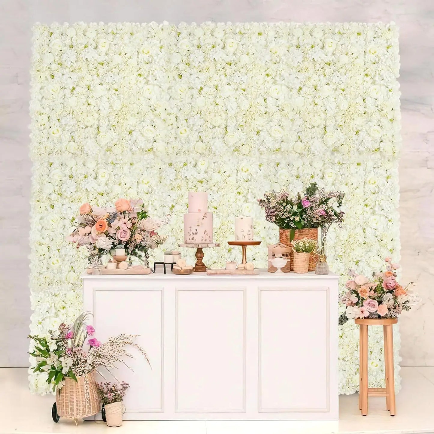 White Flower Wall Backdrop 24 Packs 3D Floral Rose Panels