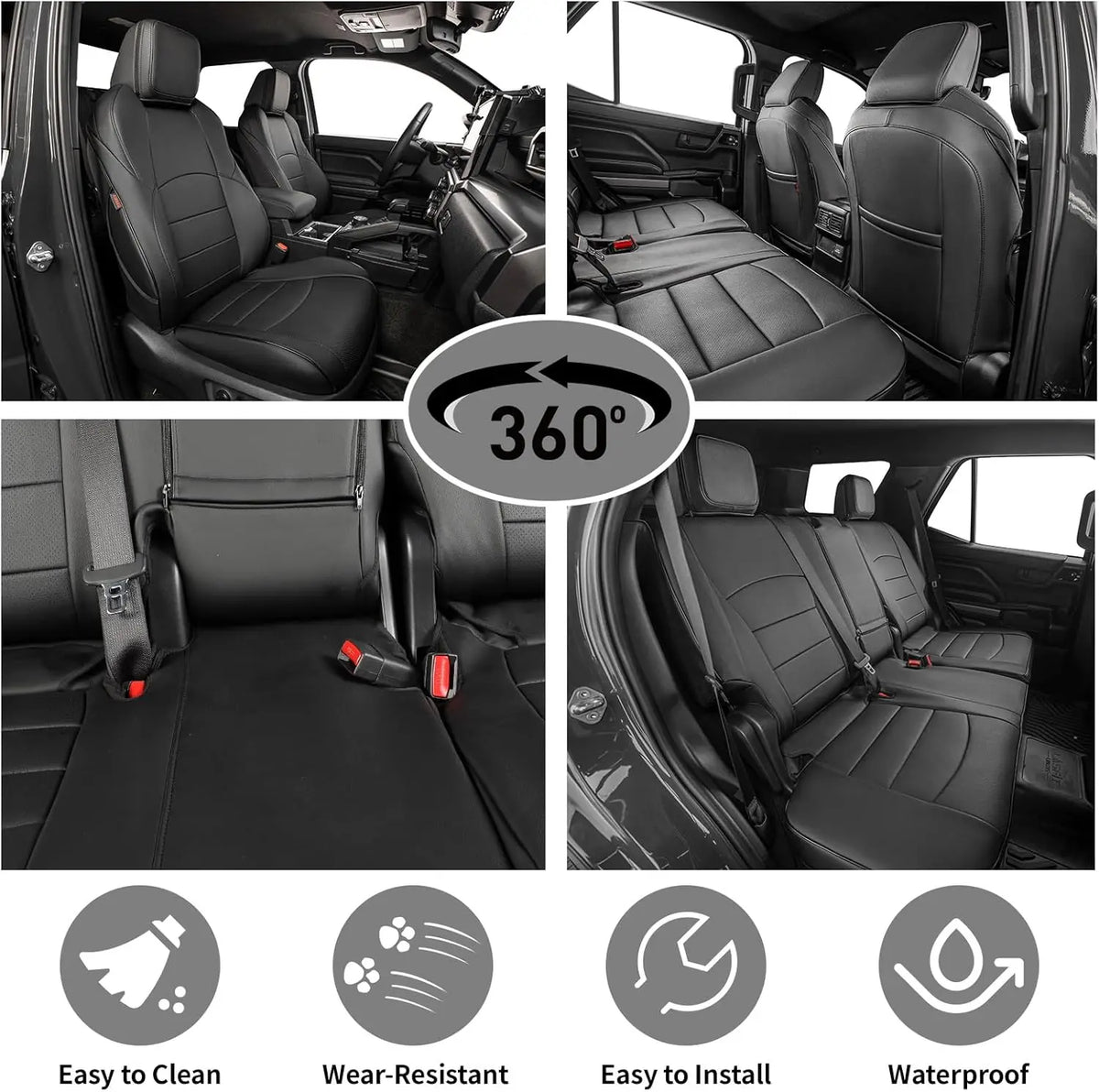 EKR 4Runner Car Seat Covers Custom Fit for Toyota 4Runner 2010-2026 5/7 Seats Full Set Leather Waterproof Automotive Seat Protector Cushion