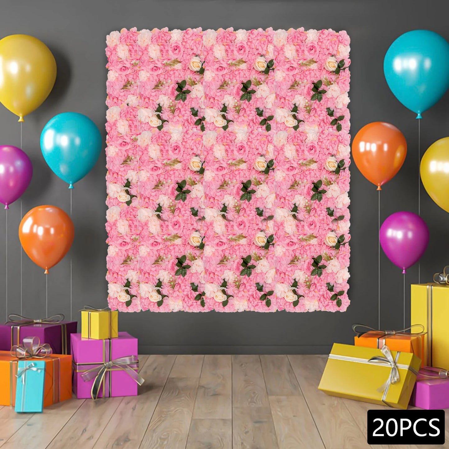 20pcs Flower Wall Panel, 60*40cm Artificial Floral Backdrop, Wall Decoration Backdrop