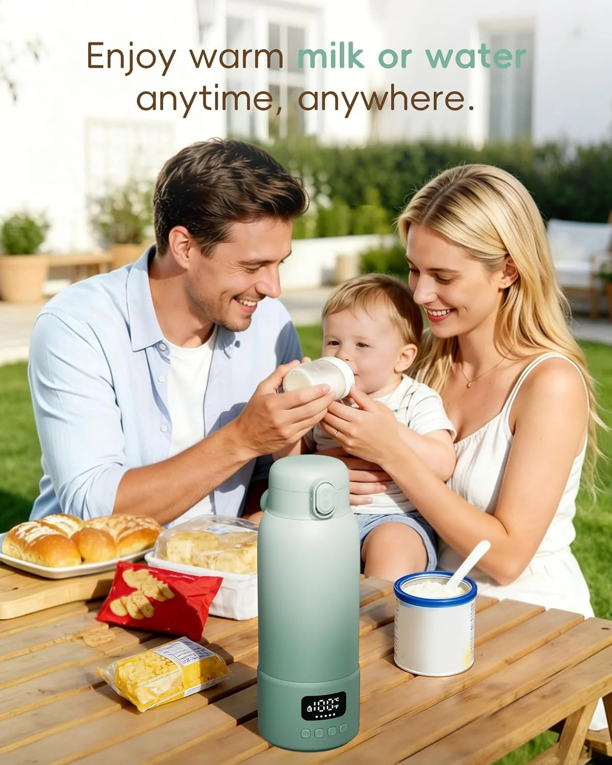 Portable Electric Heating Thermos Cup With LED Temperature Display