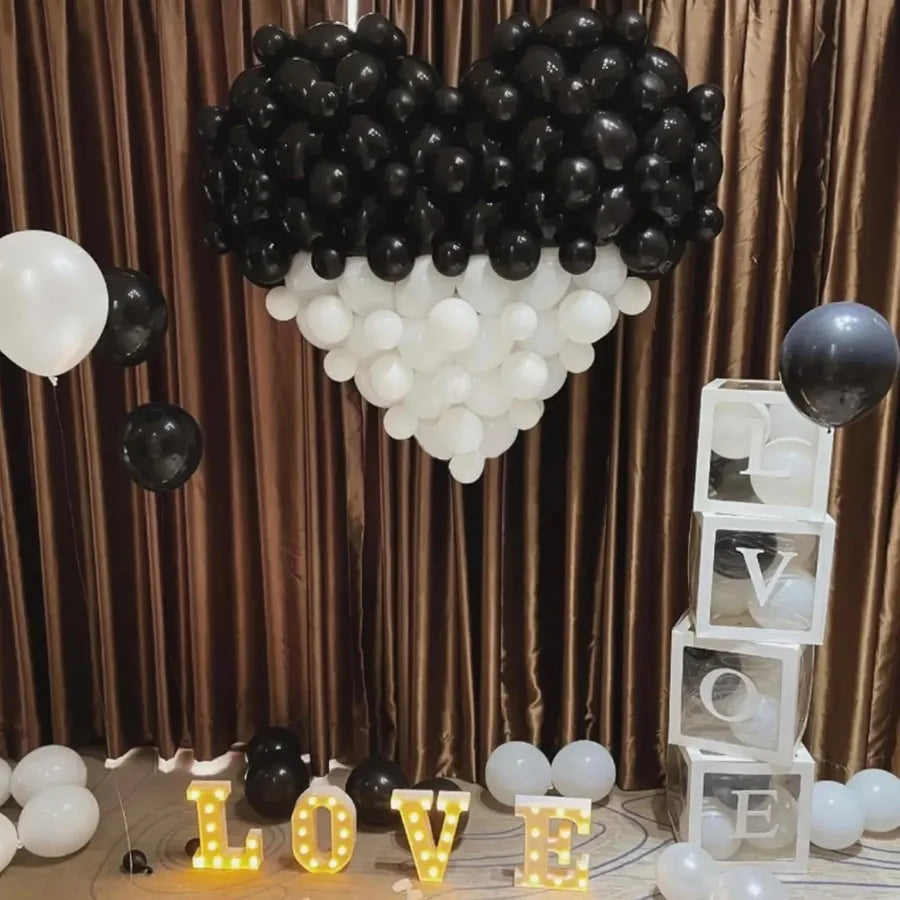 100 Pcs Black And White Balloons 12 Inch Thick Latex For Birthday Wedding Party Decorations