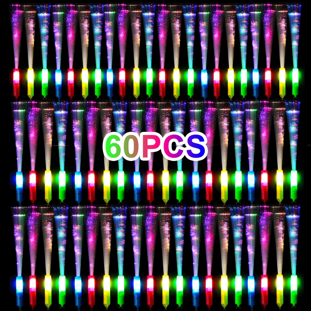 Colorful LED Glow Fiber Optic Sticks Party Wands For Events
