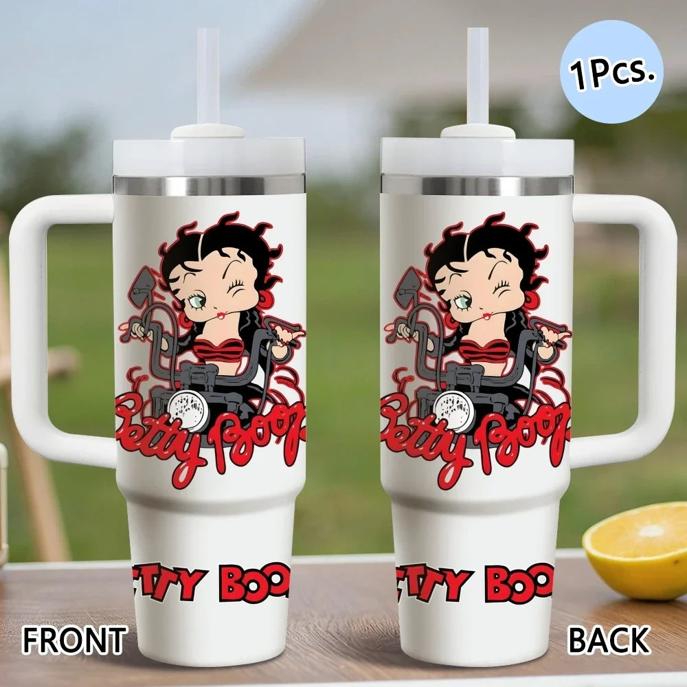 Betty Boop Stainless Steel Vacuum Insulated Travel Tumbler With Straw