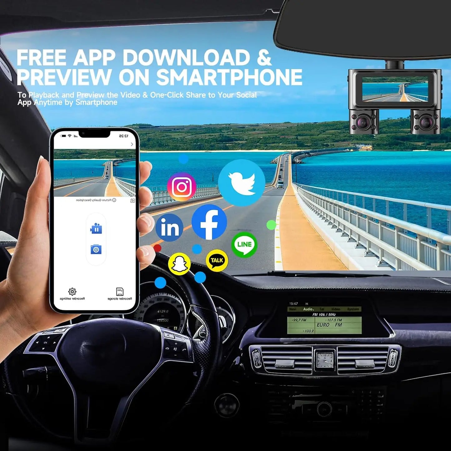 Kankeirr 360 Dash Cam Front Rear 4 Channel With WiFi