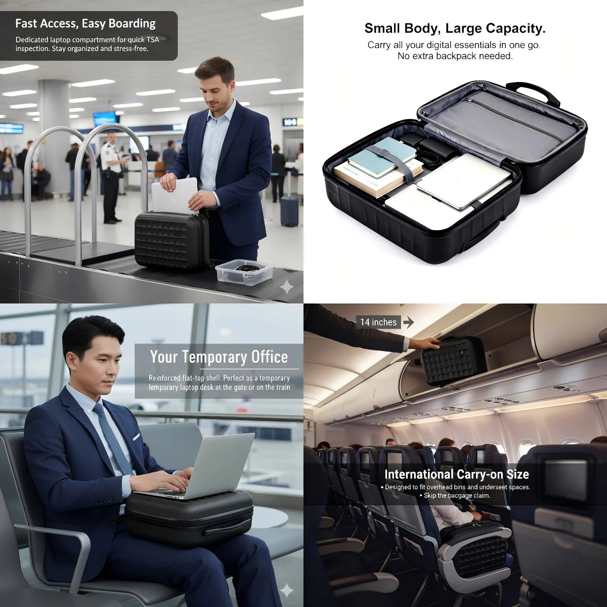 4-Piece ABS Hardside Spinner Luggage Sets (18/23/27 Inch + 13 Inch Cosmetic Case) – Lightweight Suitcase Sets with 3-Digit Combi