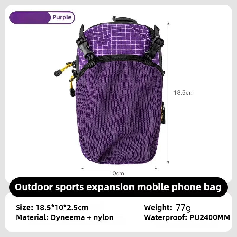 Waterproof Dyneema Water Bottle Bag,420D Nylon Holder with Phone Pocket and Adjustable Strap for Cycling,Camping Essentials