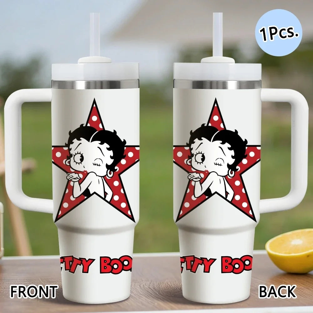 Betty Boop Stainless Steel Vacuum Insulated Travel Tumbler With Straw