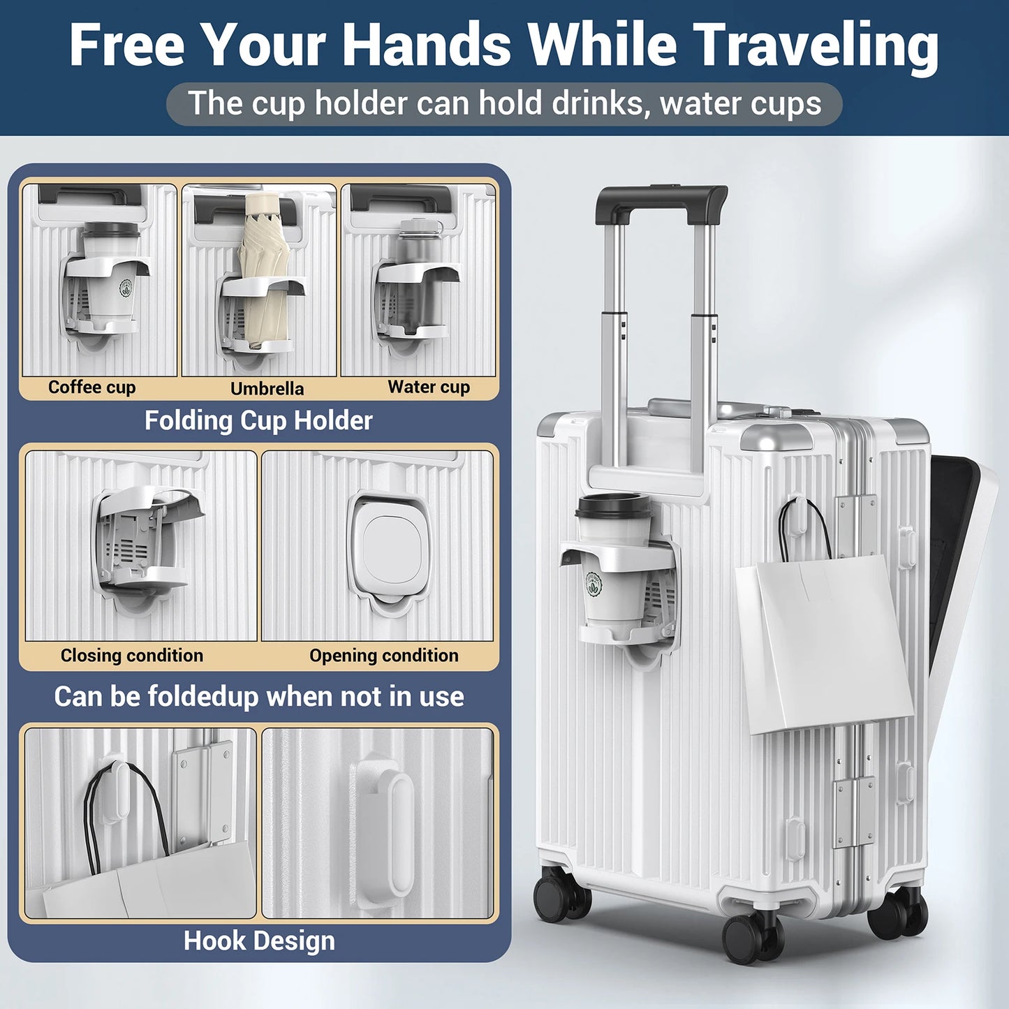 Guangdong Aluminum Framed Carry On Luggage With Front Laptop Compartment