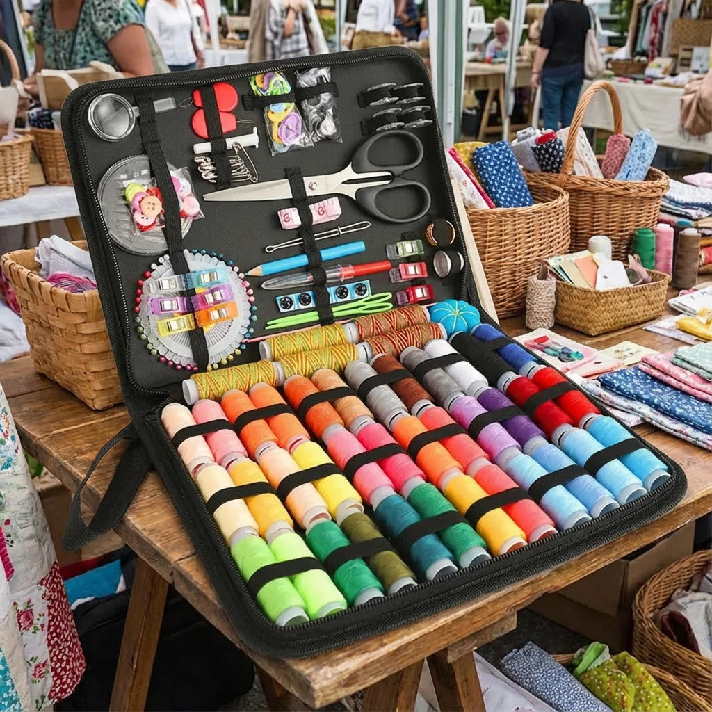 Portable Sewing Kit Complete Set With Threads Needles Scissors