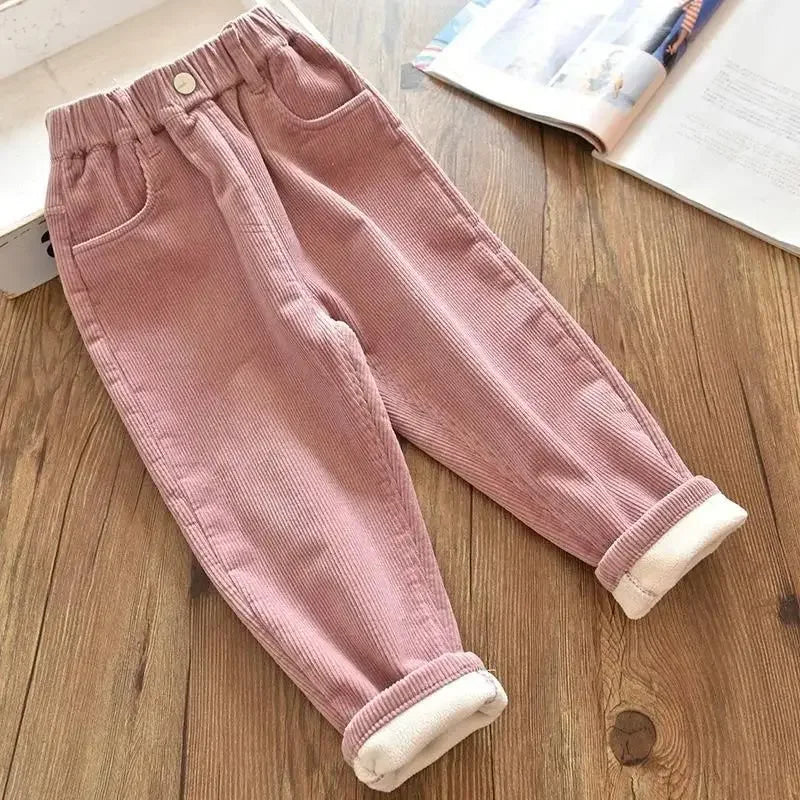 Sonkpuel Kids Warm Corduroy Pants Autumn Winter Unisex