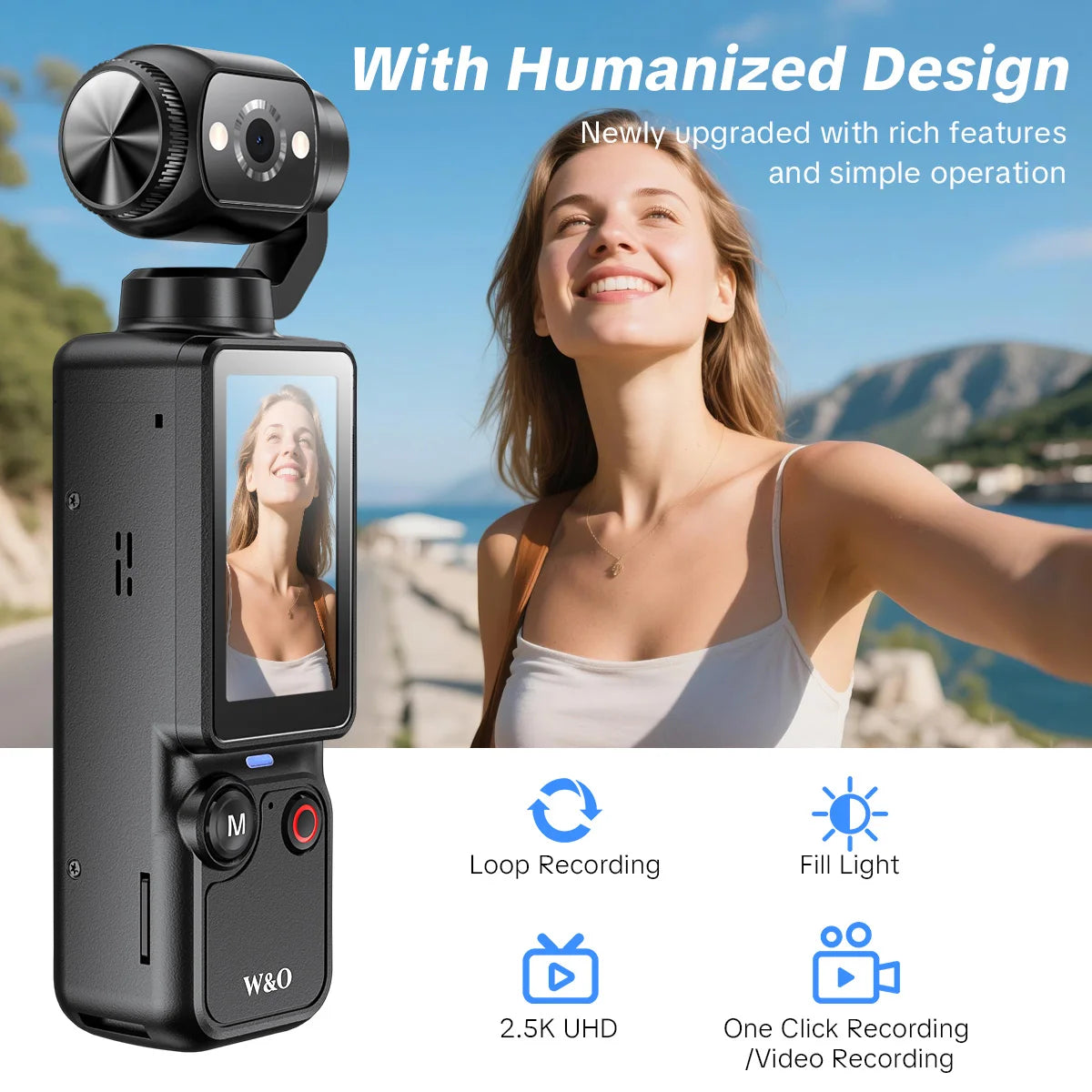 W&O Portable Digital Camera With Rotating Lens and Night Shooting