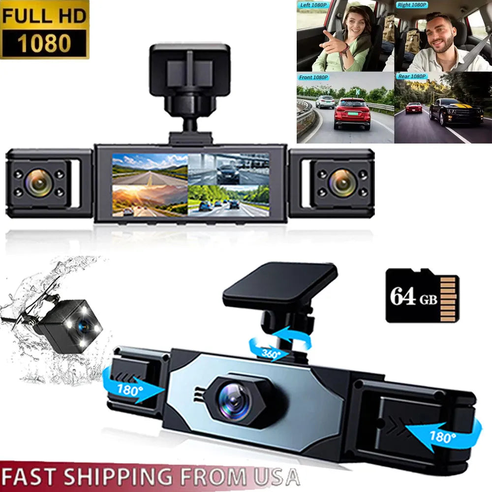 Kolvt 4 Channel 1080P Dash Cam Front And Rear 64GB