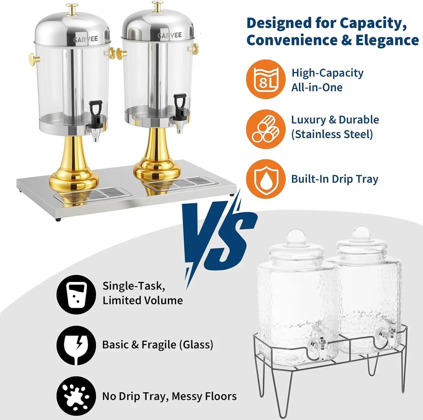 Tacleekii Commercial Stainless Steel Beverage Dispenser With Stand