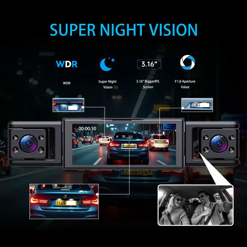 Kolvt 4 Channel 1080P Dash Cam Front And Rear 64GB